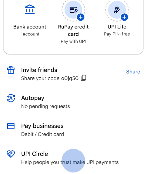 primary user google pay upi circle